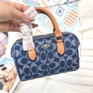 CY742 Coach Mini Rowan Crossbody Bag In Signature Denim
